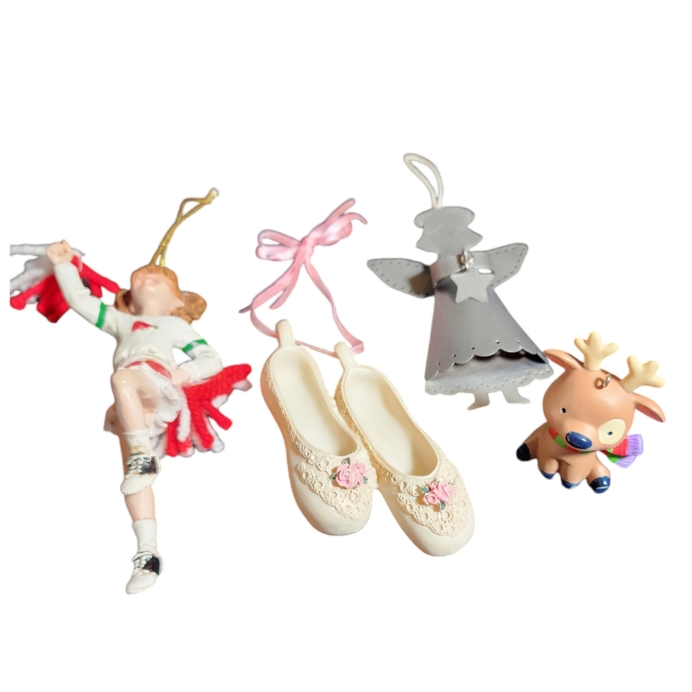 Kurt S. Adler & Hallmark 4 Piece Girl's Christmas Ornament Lot 2"-5"
